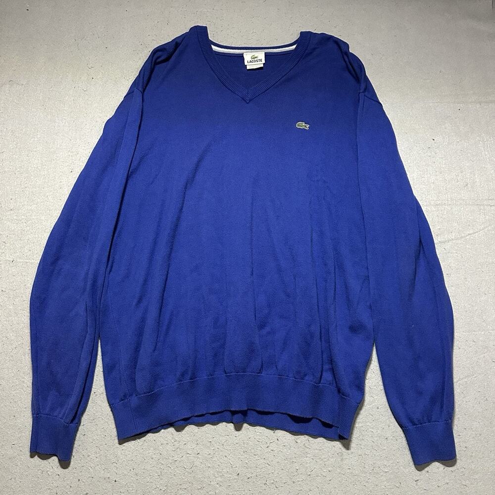 Lacoste Pullover Sweater Men’s Size 7 Blue V-neck